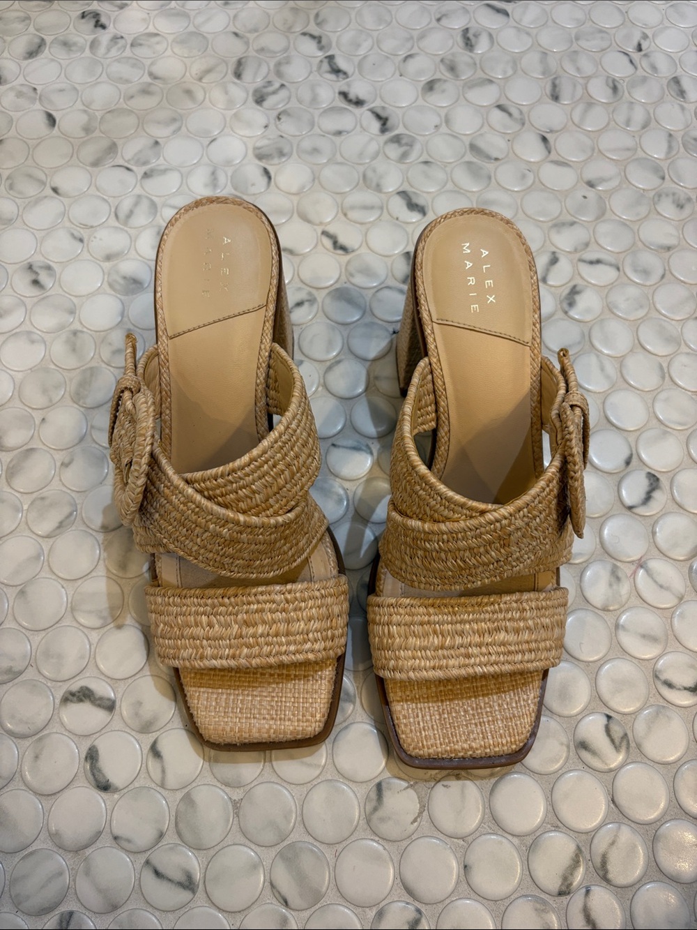 NEW Alex Marie Natural Braided Quimby Slide Mules